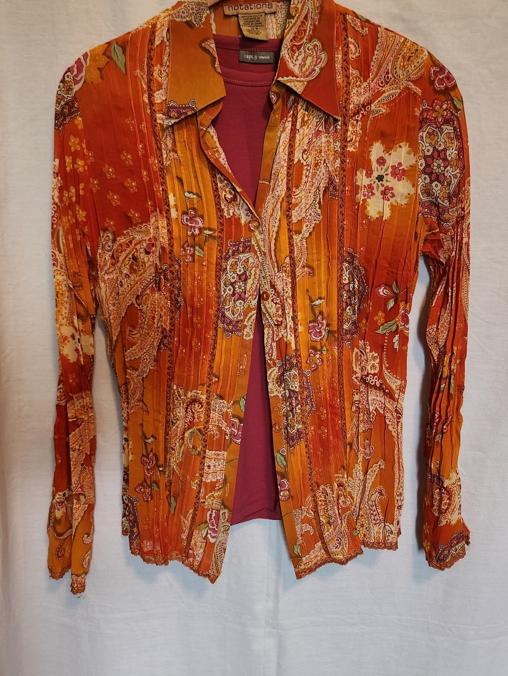 Notations Orange Paisley Button-Front Shirt